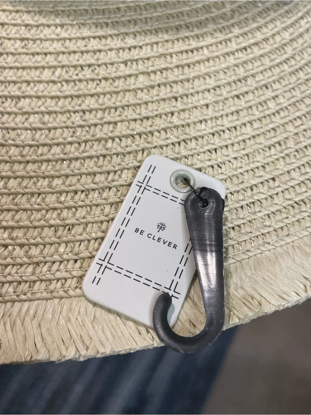 Women’s Beige Straw Sun Hat with Beaded Accent